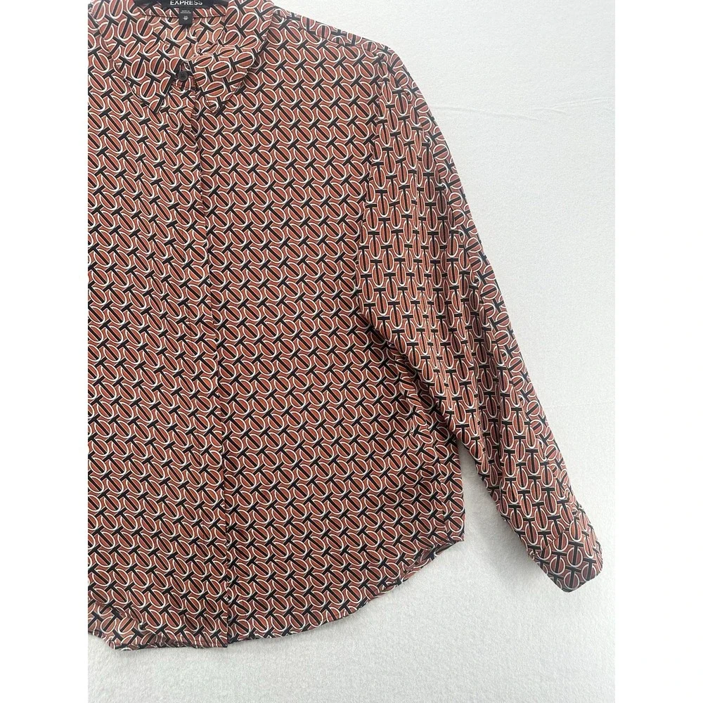 EXPRESS Brown Black Button Down Long Sleeve Shirt‎ Size XS Multicolor